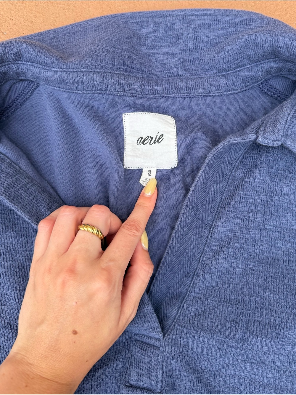 Aerie Oversize Blue Collared Pullover - Picture 2 of 6